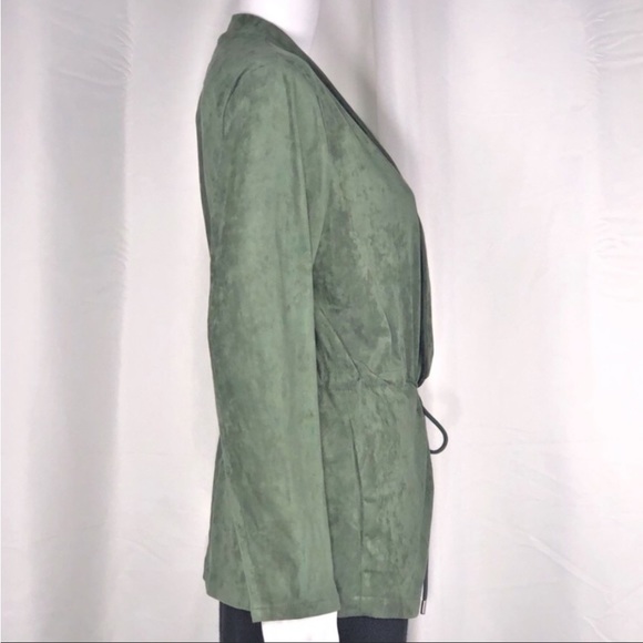 Blank NYC Sage Vegan Suedes Waterfall Lapel Drawstring Front Closure Jacket SzS - Picture 9 of 16